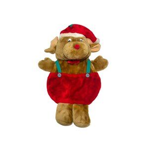 Rennoc Santa's Best Large 23” Reindeer Christmas Stocking 3D Plush w Overalls
